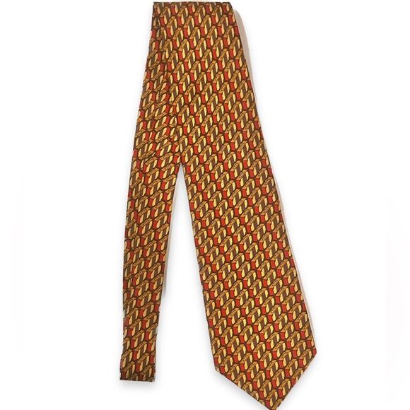 Gucci Briefcase Pattern Silk Tie - Iconic Red & Gold Design - Picture 1 of 10